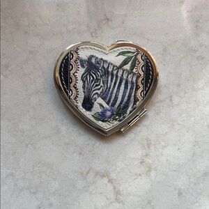 Brighton Heart-Shaped Zebra Print Compact Mirror